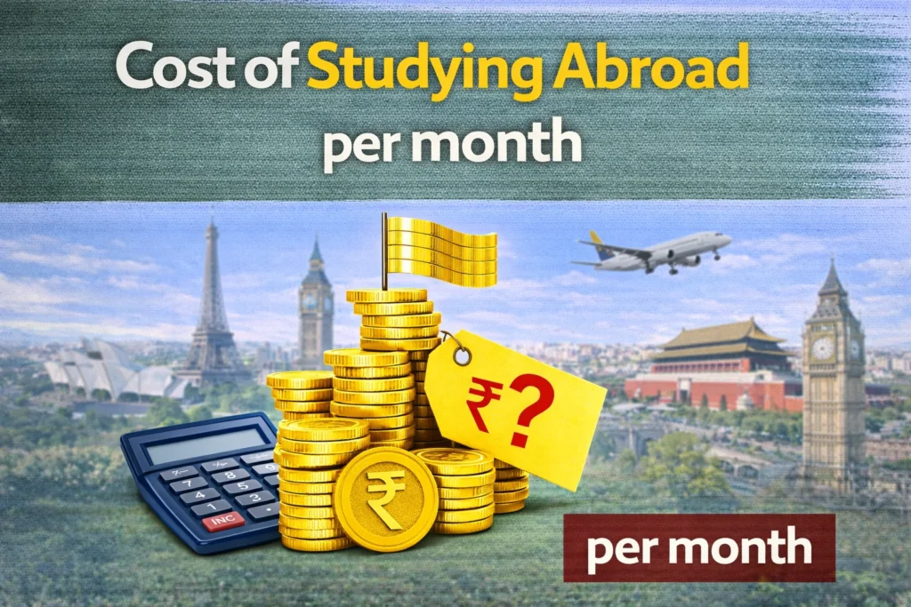 cost of studying abroad per month